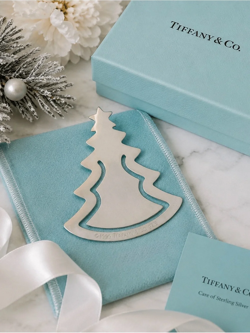 Rare 1999 Tiffany & Co. Sterling Silver Christmas Tree Bookmark 2”